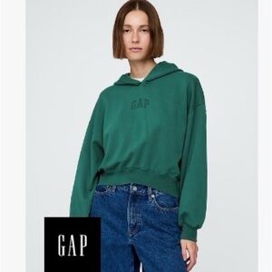 GAP VintageSoft Arch Logo Cropped Hoodie